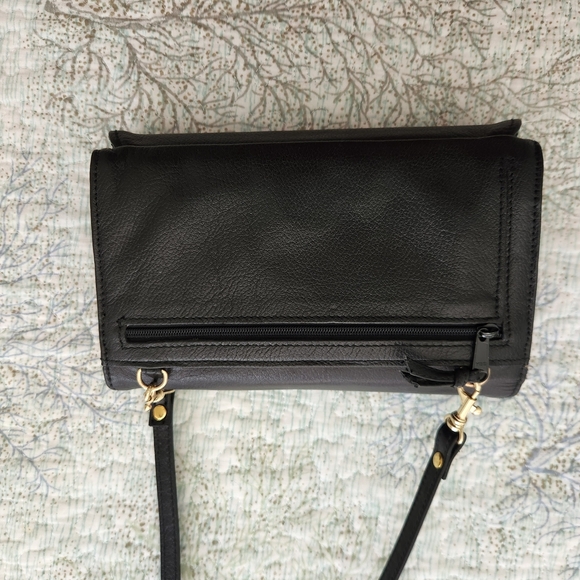 Liz Claiborne Leather Small Black Crossbody with Gold Detail - Picture 7 of 8